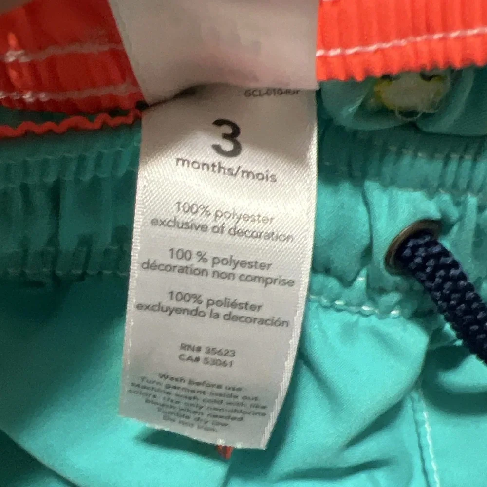 Carter's Boys Shark Swim Trunks Blue Drawstring Back Pocket 3 Months Polyester
